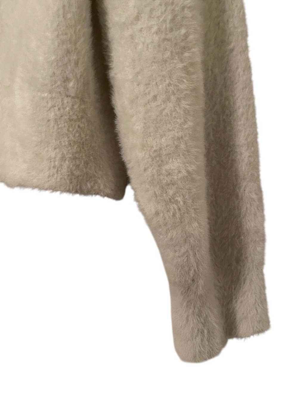 Aerie Women's White Fuzzy Button V-Neck Open Front Sweater Cardigan Size L - Picture 3 of 6